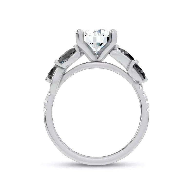 Platinum Hayden Curved Vine Black And White Diamond Engagement Ring