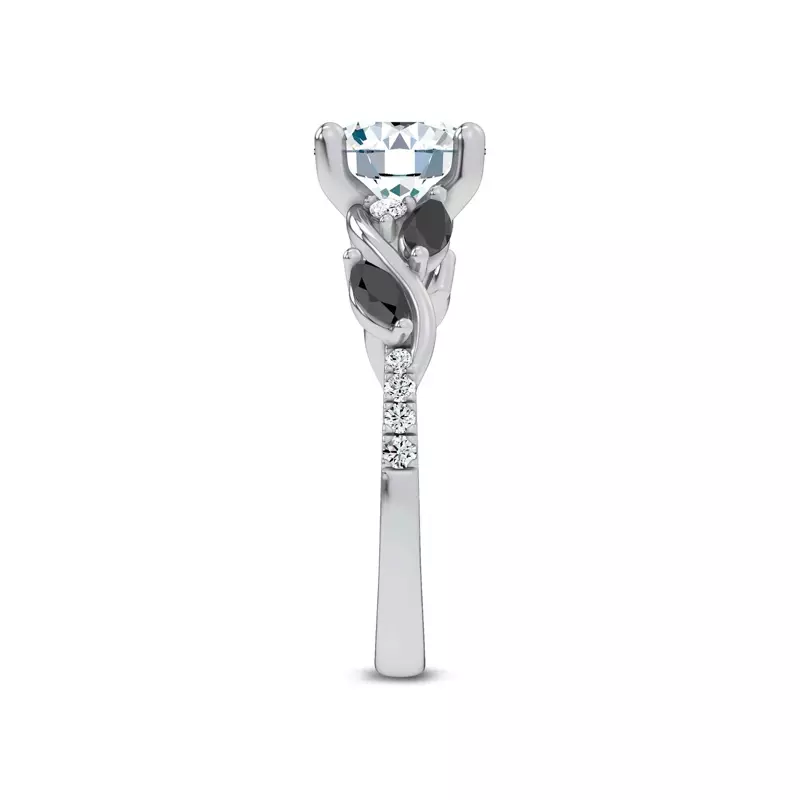 Platinum Hayden Curved Vine Black And White Diamond Engagement Ring
