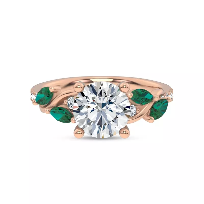 18K Rose Gold Hayden Curved Vine Tsavorite And Diamond Engagement Ring