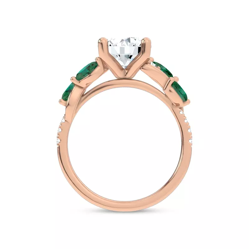 18K Rose Gold Hayden Curved Vine Tsavorite And Diamond Engagement Ring
