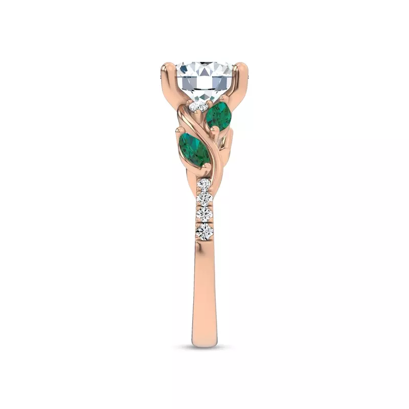 18K Rose Gold Hayden Curved Vine Tsavorite And Diamond Engagement Ring