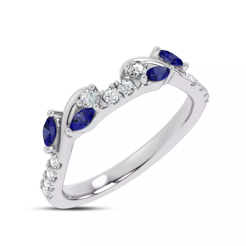 Platinum Hayden Sapphire And Diamond Band