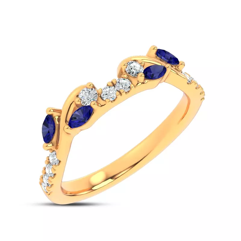 14K Yellow Gold Hayden Sapphire And Diamond Band