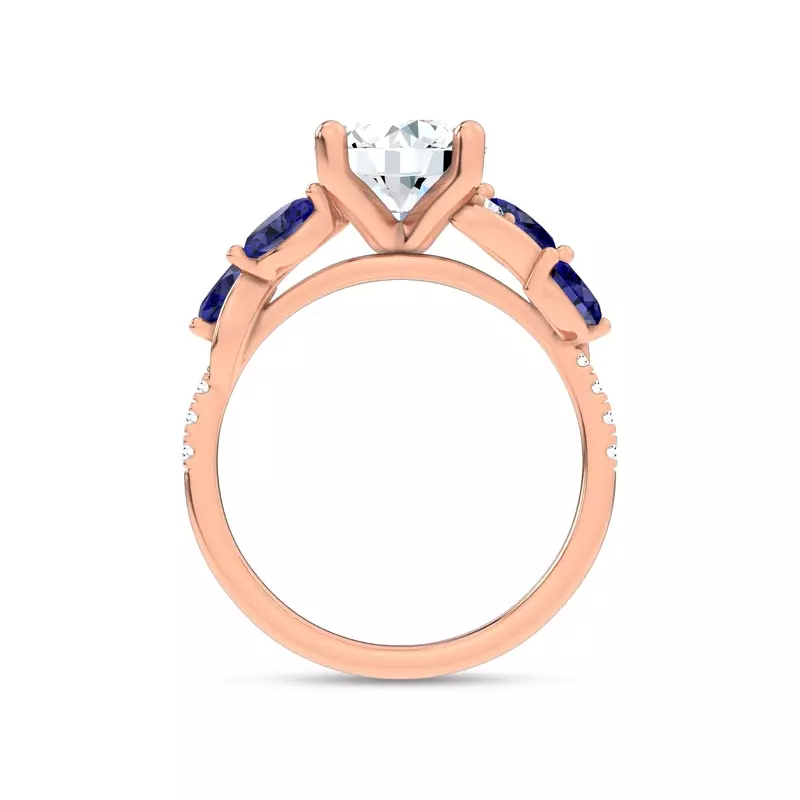 14K Rose Gold Hayden Curved Vine Sapphire And Diamond Engagement Ring