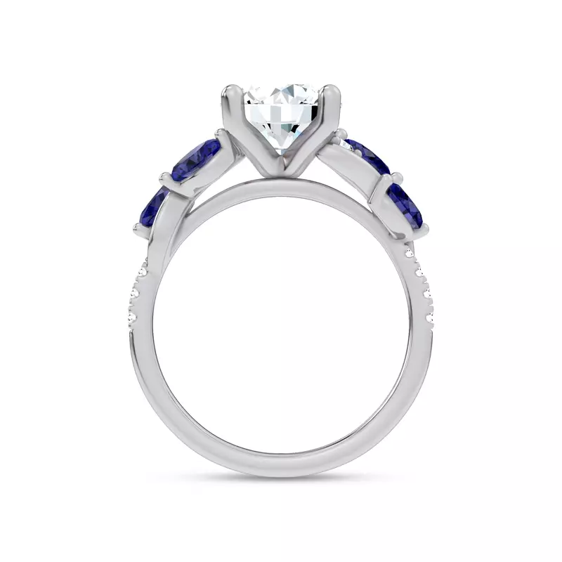 Platinum Hayden Curved Vine Sapphire And Diamond Engagement Ring