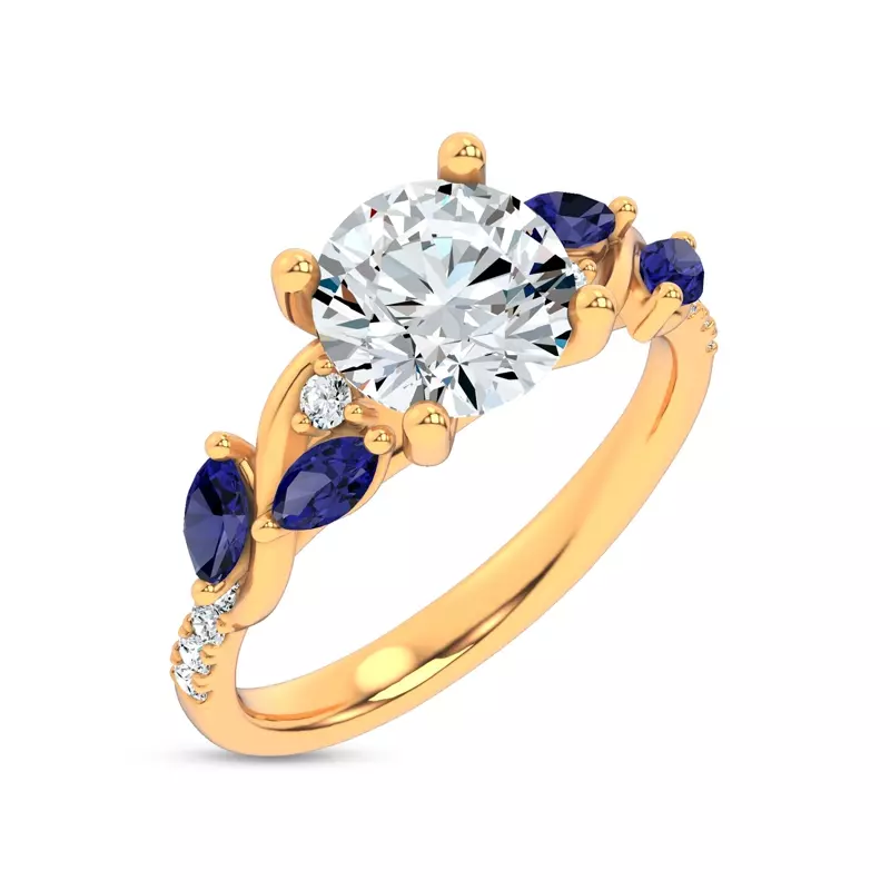 Hayden Curved Vine Sapphire And Diamond Engagement Ring