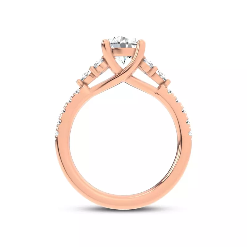 14K Rose Gold Alexandra Trellis Cluster Pavé Engagement Ring