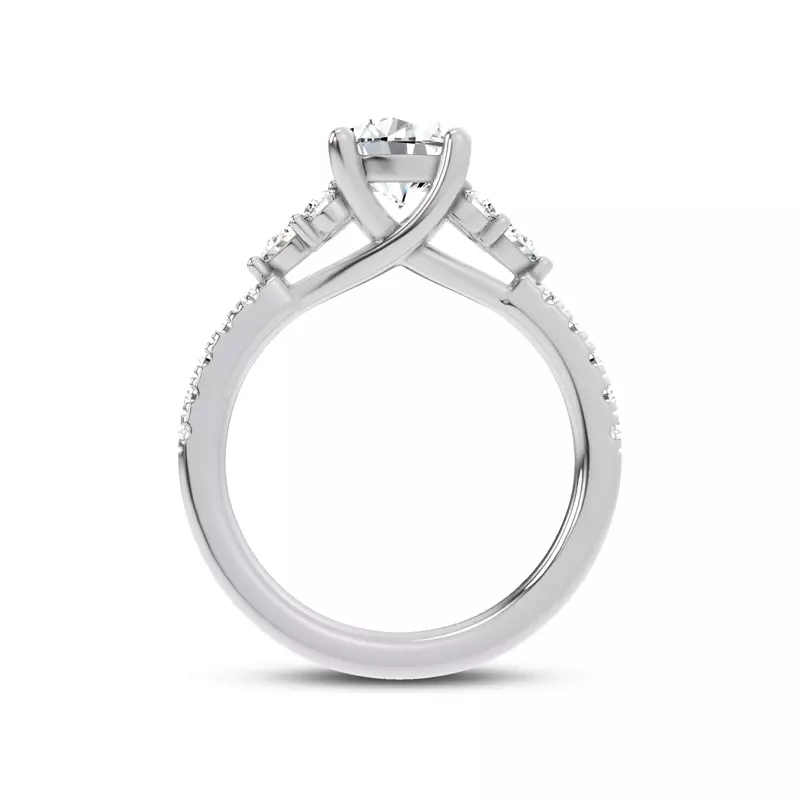 14K White Gold Alexandra Trellis Cluster Pavé Engagement Ring