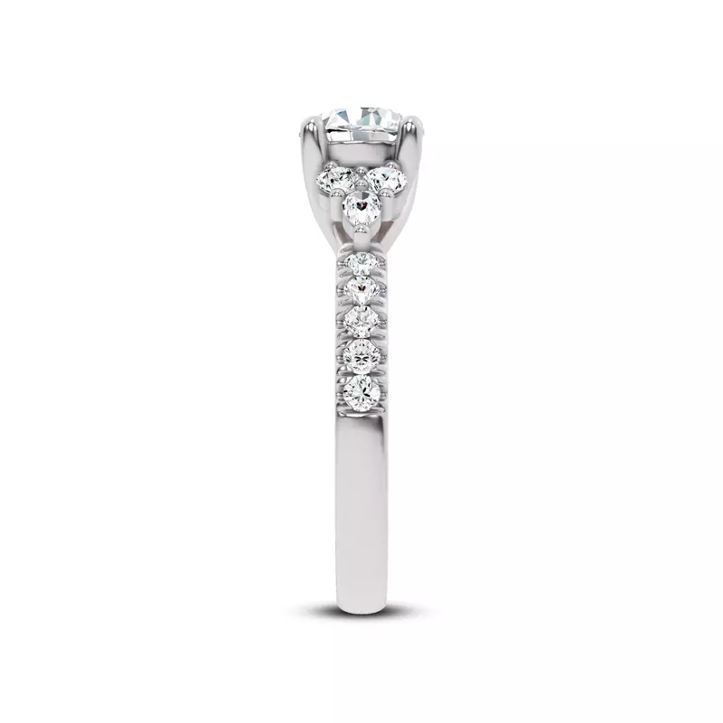 14K White Gold Alexandra Trellis Cluster Pavé Engagement Ring