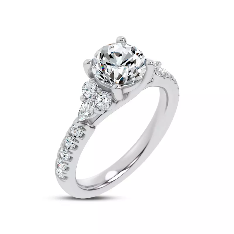 14K White Gold Alexandra Trellis Cluster Pavé Engagement Ring