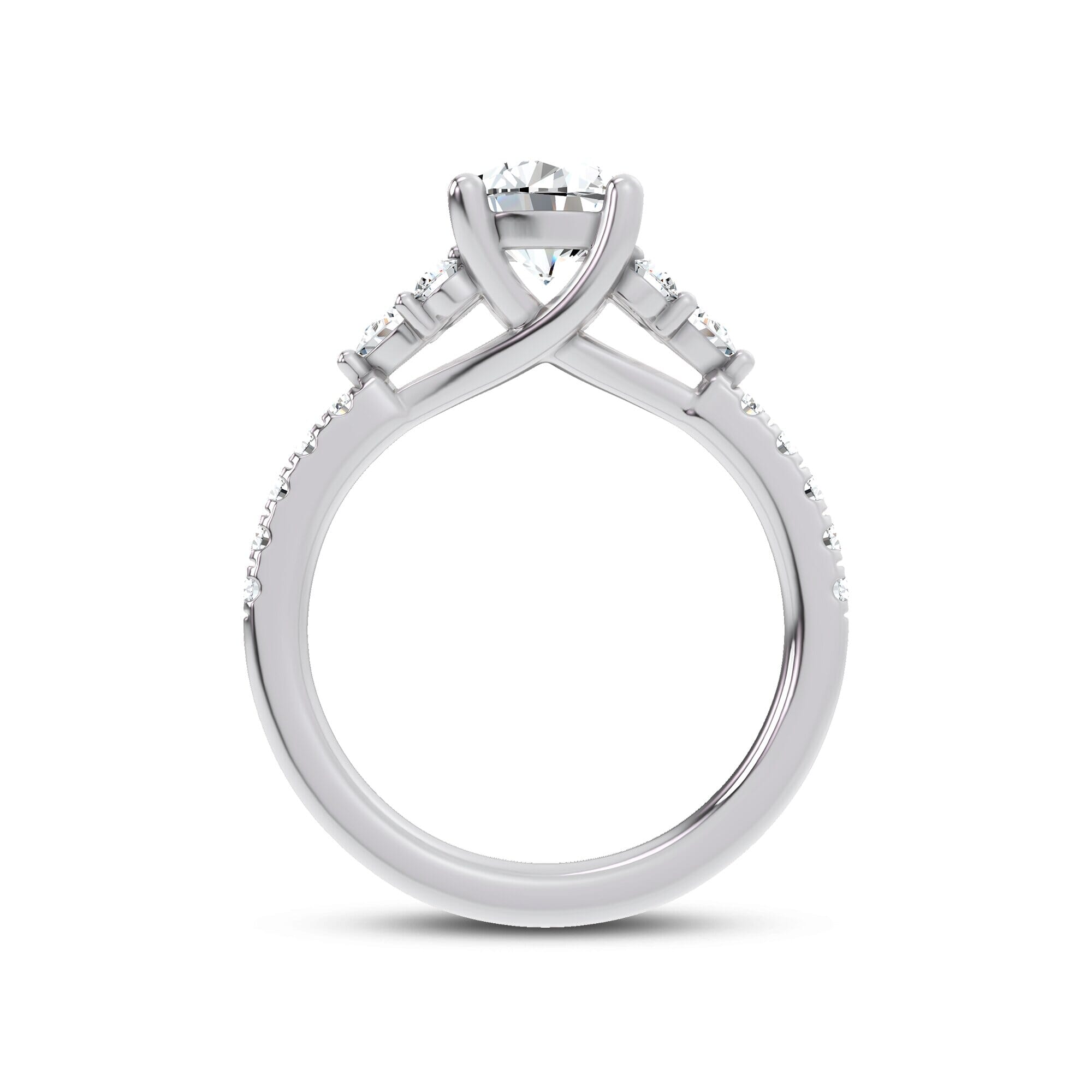 Platinum Alexandra Trellis Cluster Pavé Engagement Ring