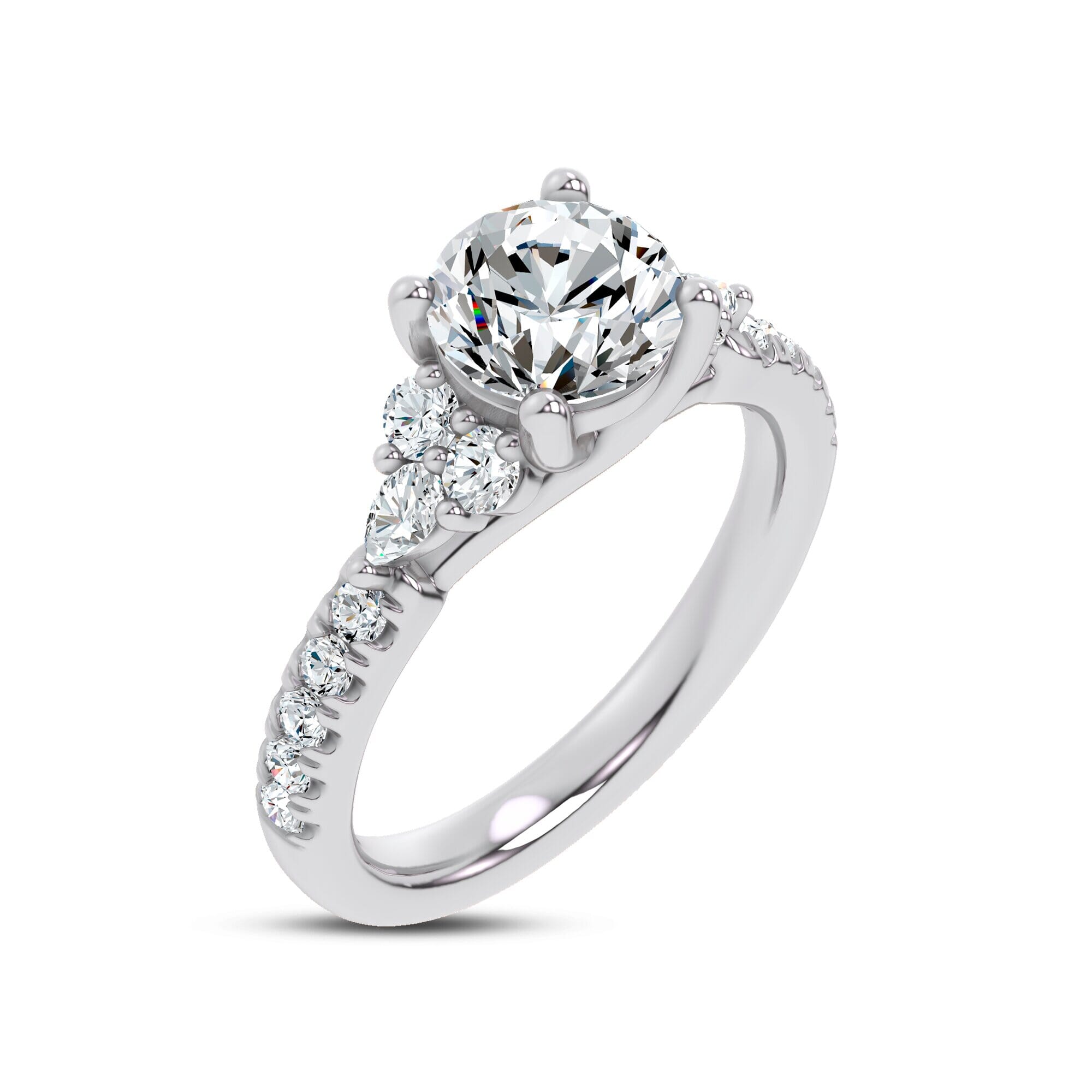 Platinum Alexandra Trellis Cluster Pavé Engagement Ring