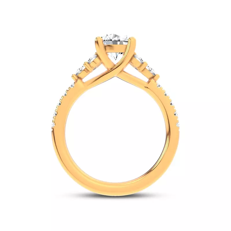 18K Yellow Gold Alexandra Trellis Cluster Pavé Engagement Ring