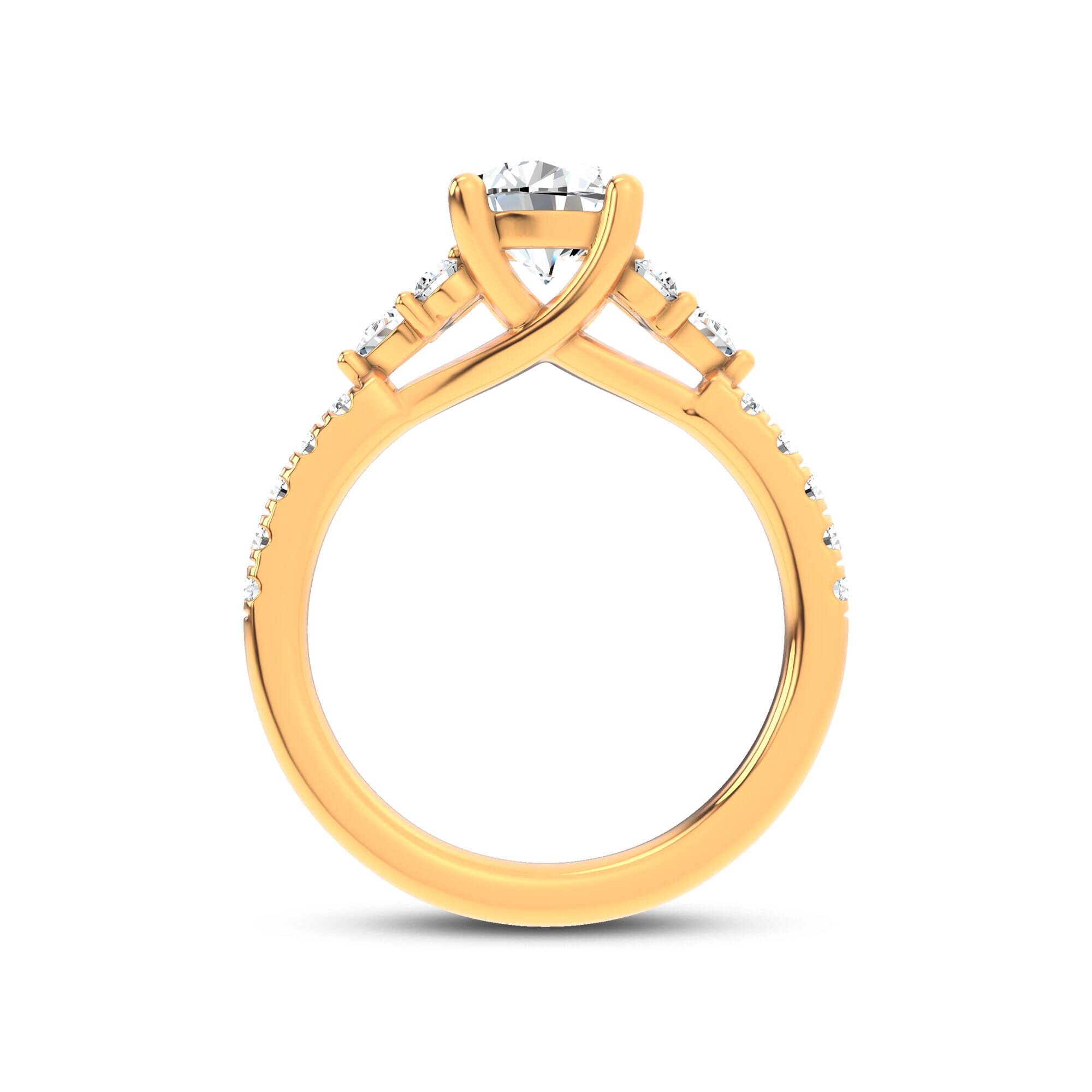 18K Yellow Gold Alexandra Trellis Cluster Pavé Engagement Ring