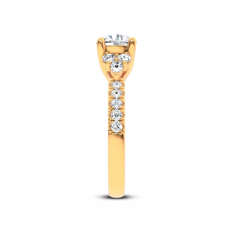 18K Yellow Gold Alexandra Trellis Cluster Pavé Engagement Ring