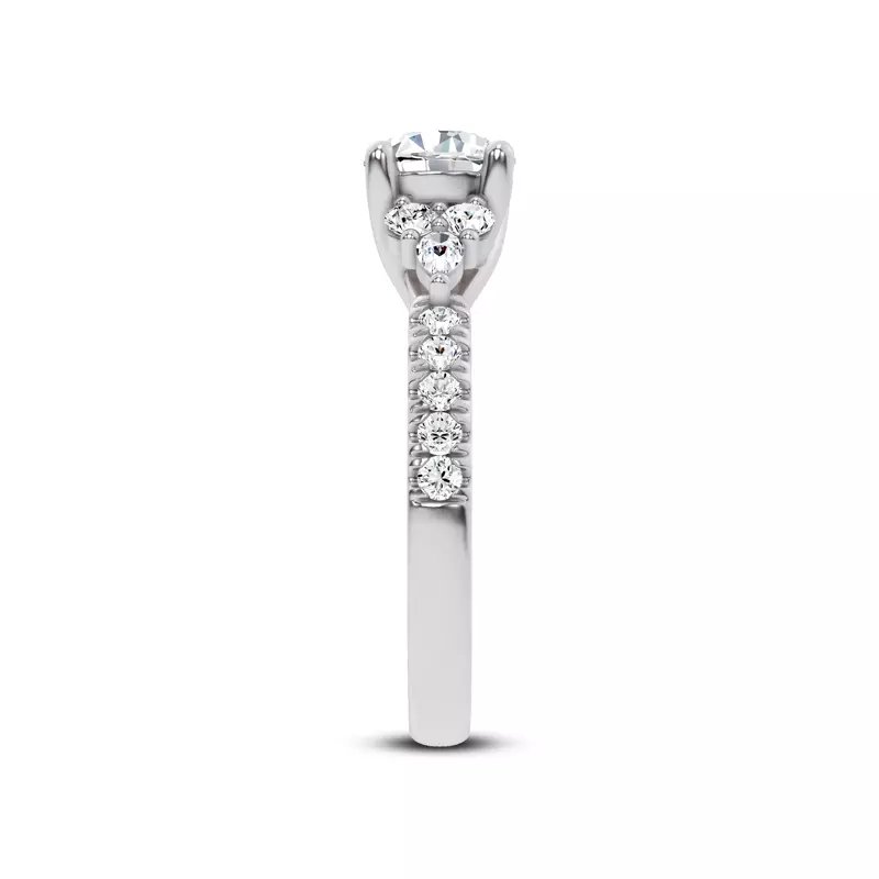 18K White Gold Alexandra Trellis Cluster Pavé Engagement Ring