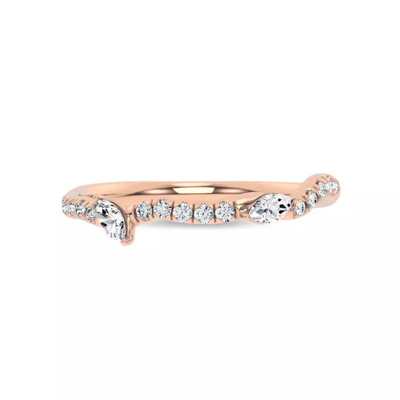 14K Rose Gold Lea Nature Inspired Diamond Band