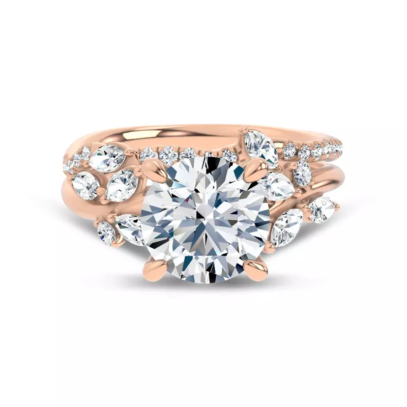 14K Rose Gold Lea Nature Inspired Diamond Band