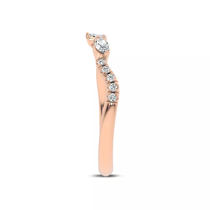 14K Rose Gold Lea Nature Inspired Diamond Band