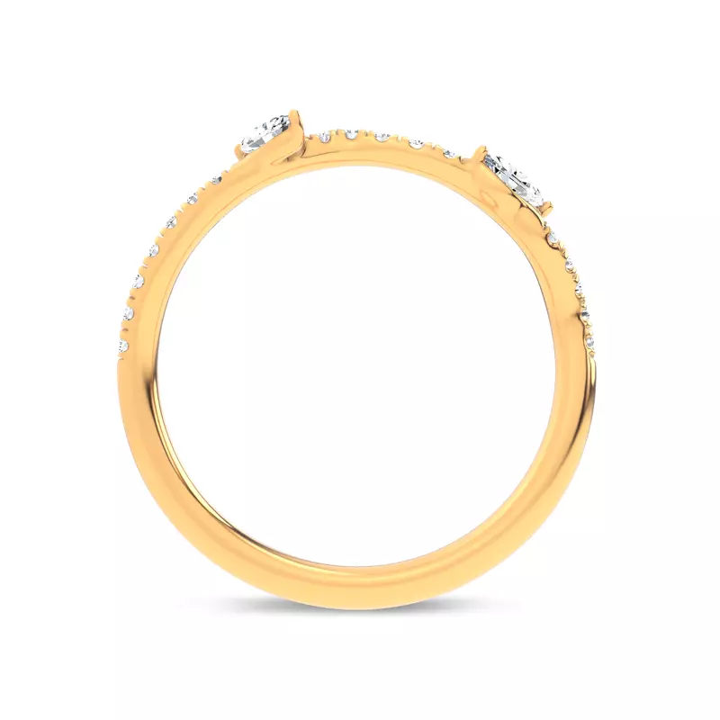 14K Yellow Gold Lea Nature Inspired Diamond Band