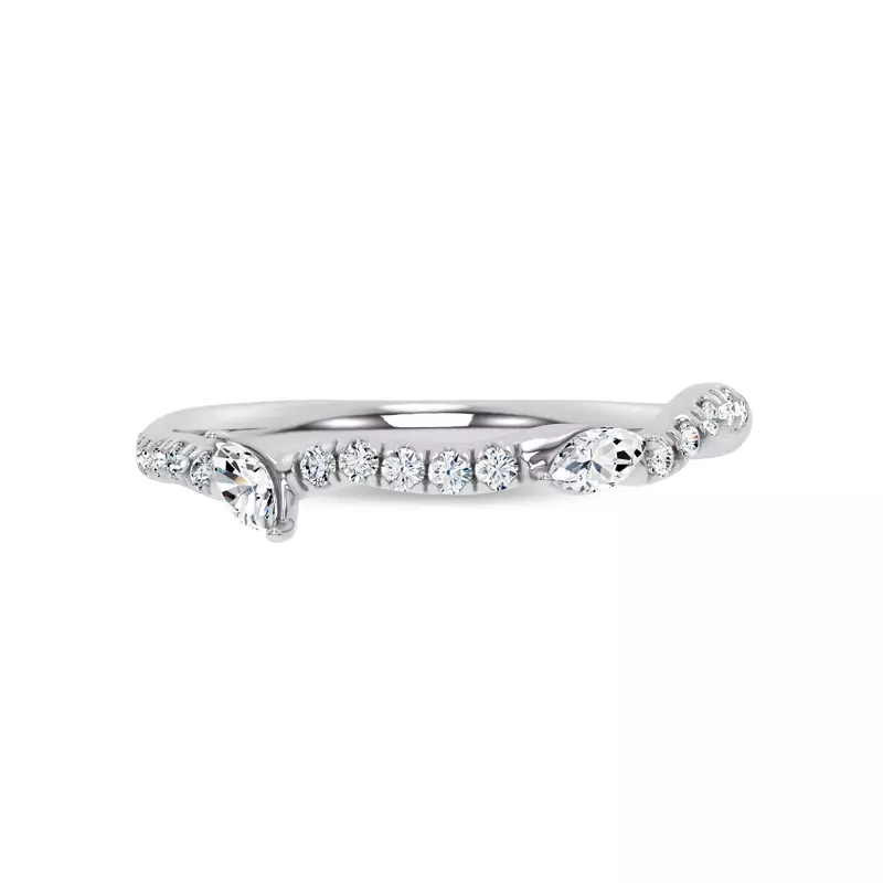 18K White Gold Lea Nature Inspired Diamond Band