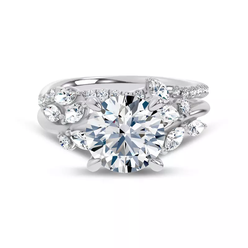 18K White Gold Lea Nature Inspired Diamond Band