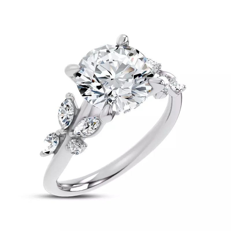 14K White Gold Lea Nature-Inspired Engagement Ring