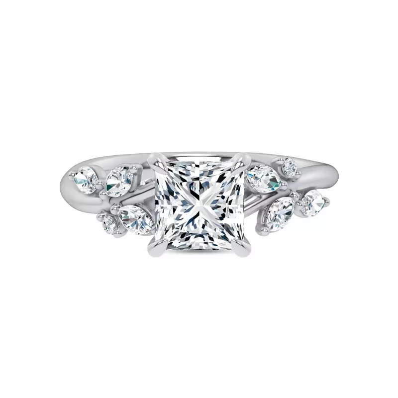 14K White Gold Lea Nature-Inspired Engagement Ring