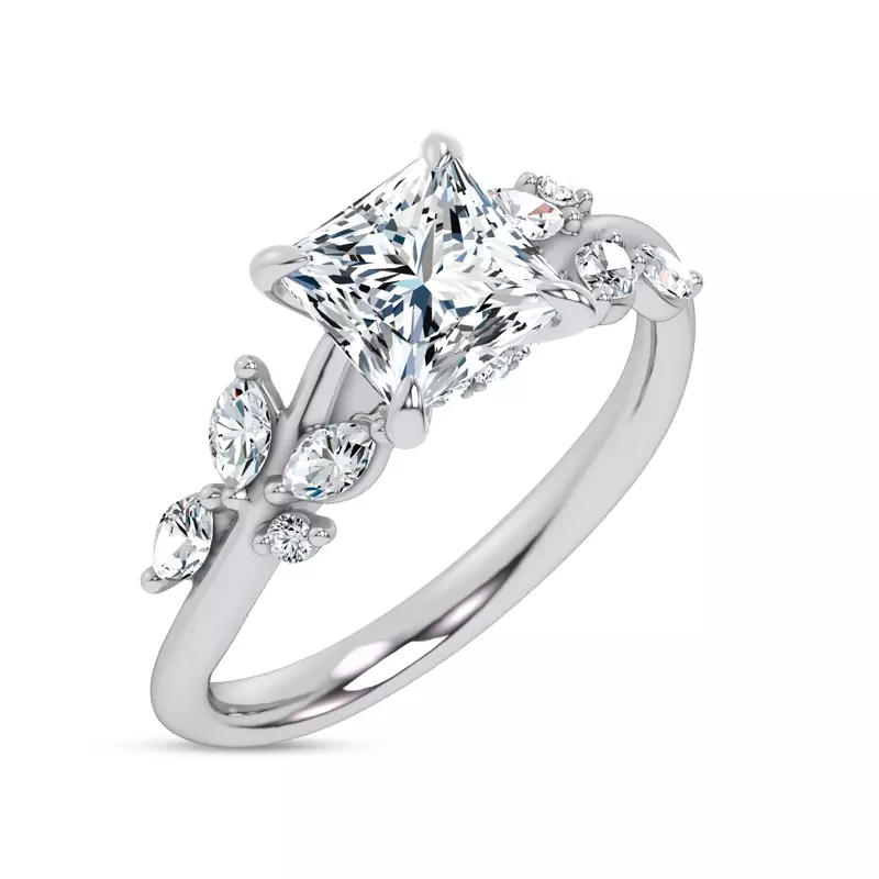 14K White Gold Lea Nature-Inspired Engagement Ring