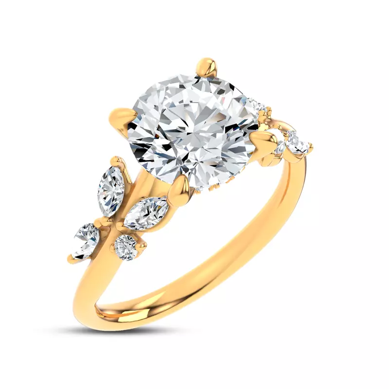 14K Yellow Gold Lea Nature-Inspired Engagement Ring