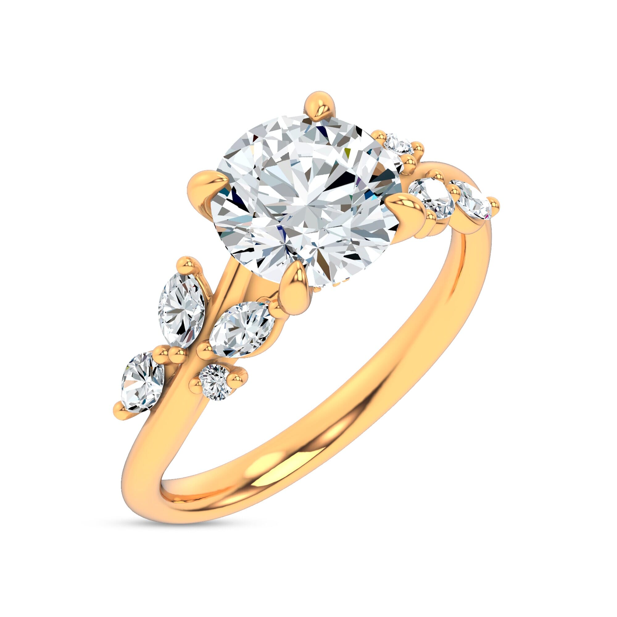 18K Yellow Gold Lea Nature-Inspired Engagement Ring