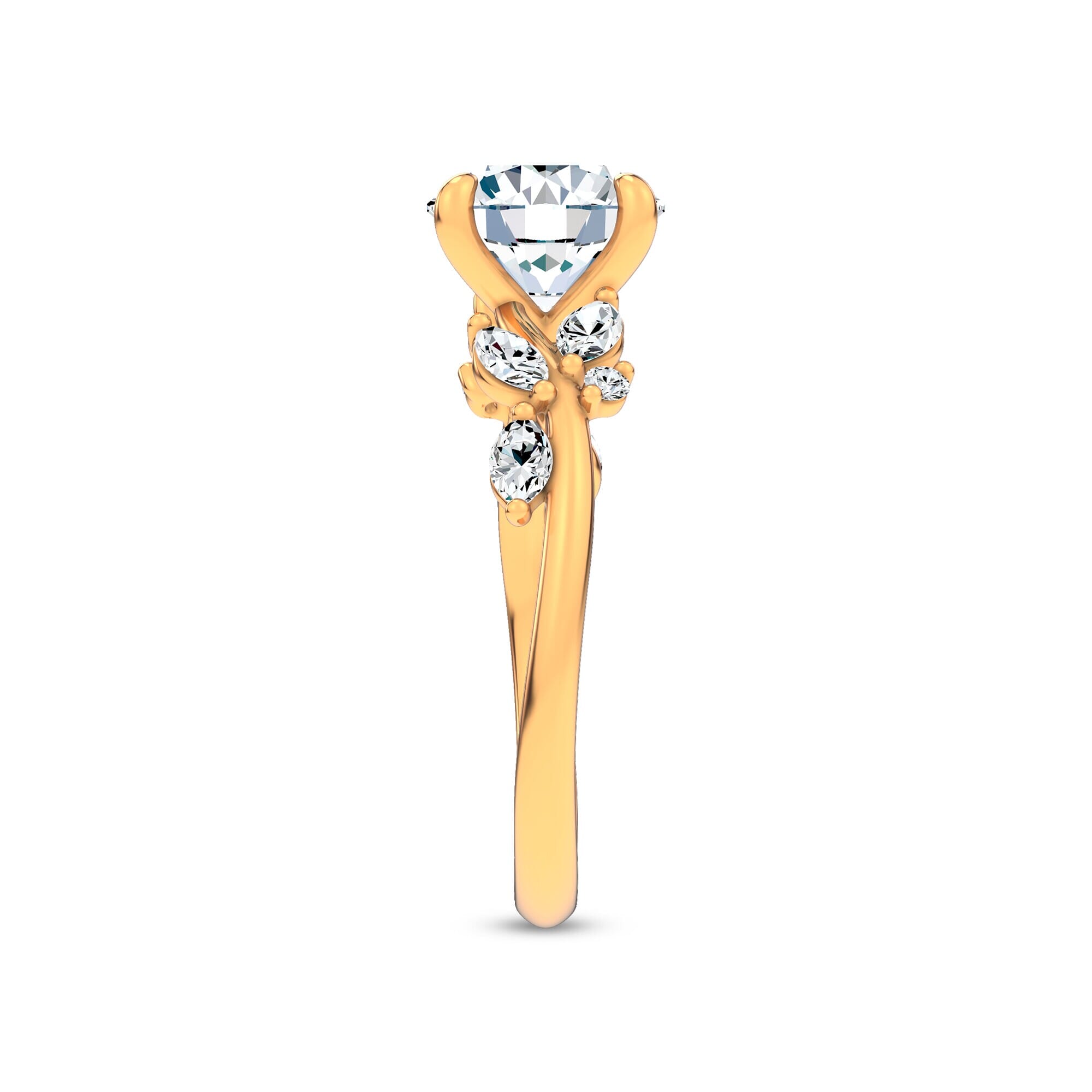 18K Yellow Gold Lea Nature-Inspired Engagement Ring