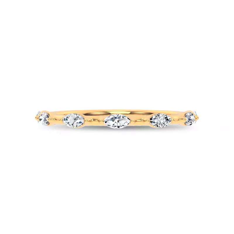 14K Yellow Gold Starlight Spaced Marquise Diamond Band