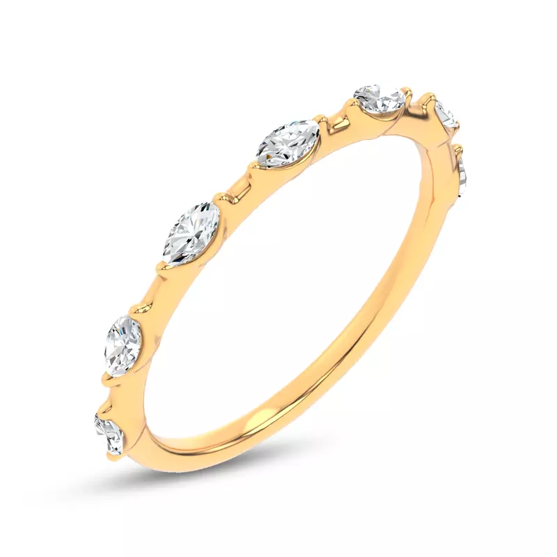 14K Yellow Gold Starlight Spaced Marquise Diamond Band
