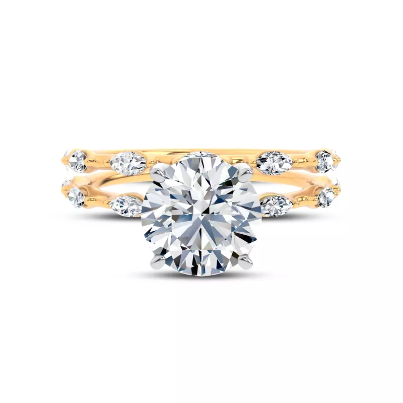 18K Yellow Gold Starlight Spaced Marquise Diamond Band