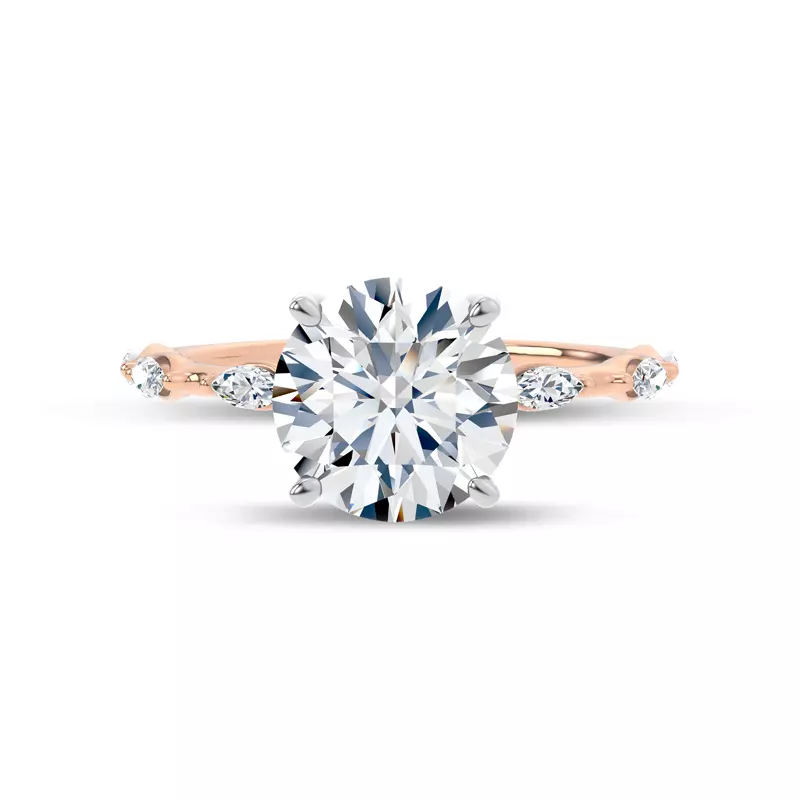 14K Rose Gold Starlight Spaced Marquise Diamond Engagement Ring