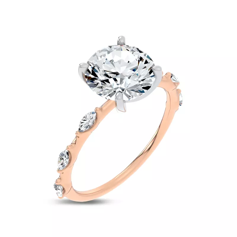 14K Rose Gold Starlight Spaced Marquise Diamond Engagement Ring