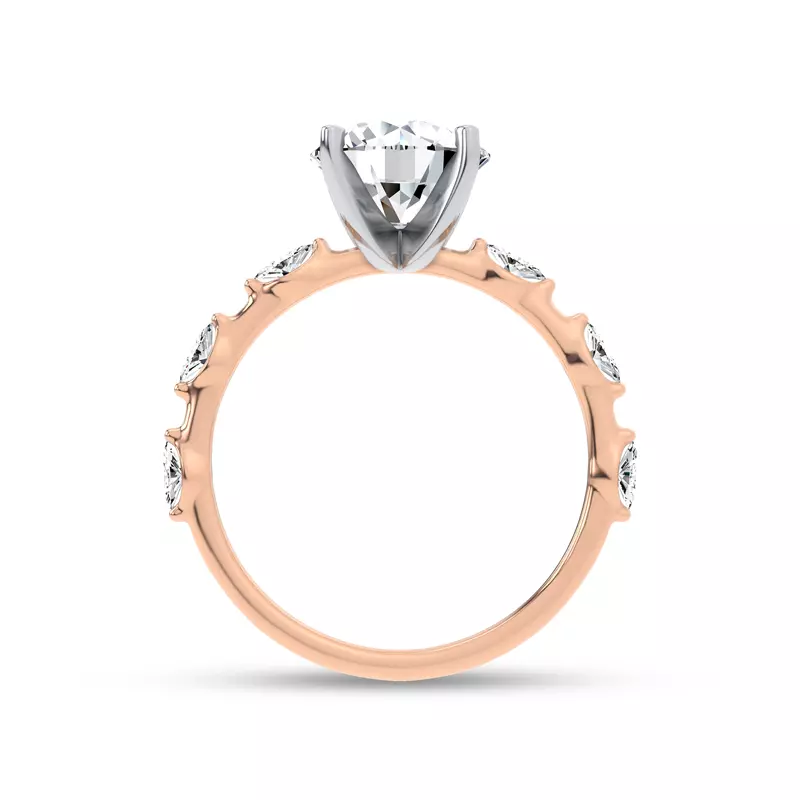 14K Rose Gold Starlight Spaced Marquise Diamond Engagement Ring