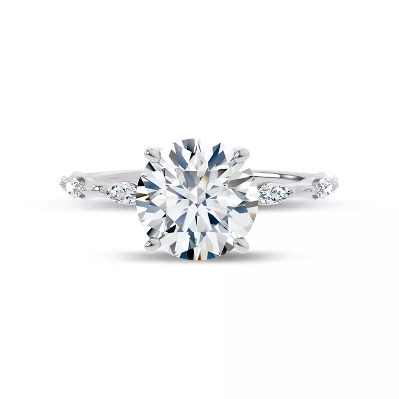 14K White Gold Starlight Spaced Marquise Diamond Engagement Ring