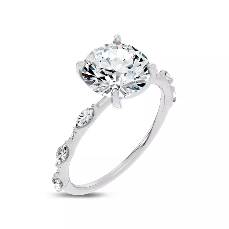 14K White Gold Starlight Spaced Marquise Diamond Engagement Ring