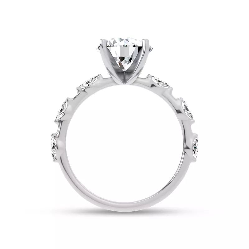 14K White Gold Starlight Spaced Marquise Diamond Engagement Ring