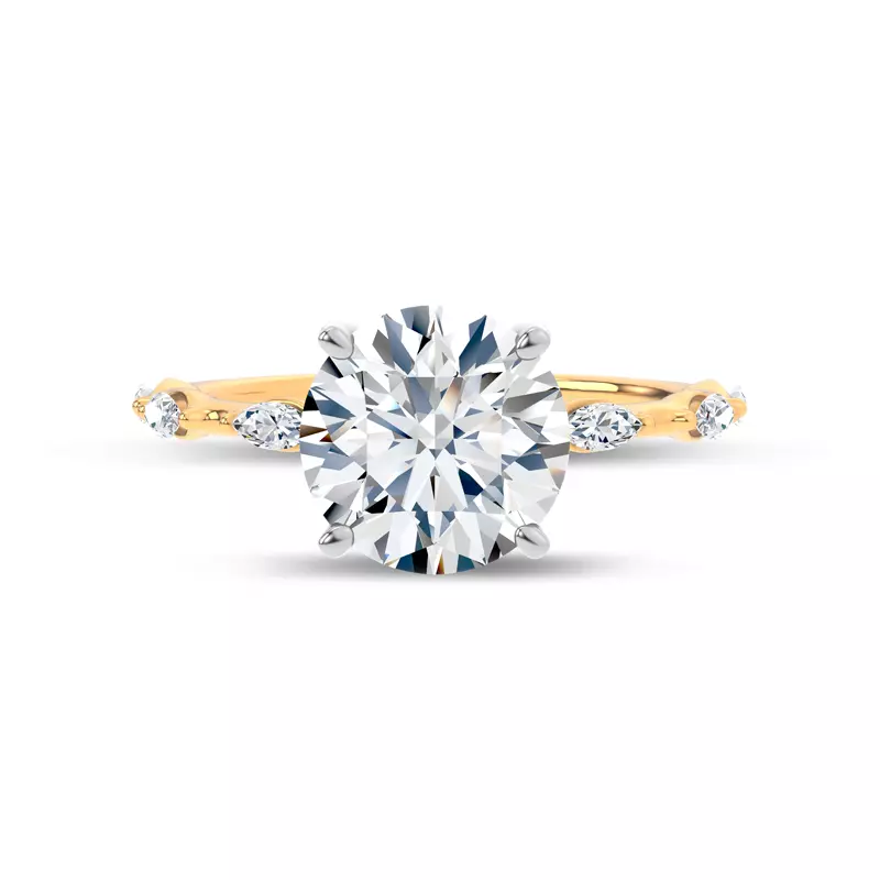 14K Yellow Gold Starlight Spaced Marquise Diamond Engagement Ring