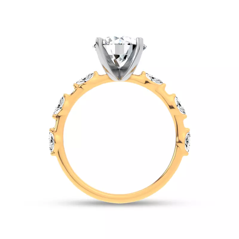 14K Yellow Gold Starlight Spaced Marquise Diamond Engagement Ring