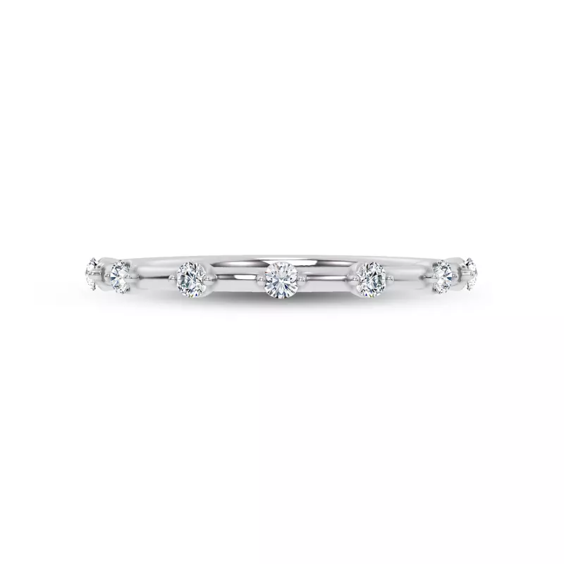14K White Gold Starlight Spaced Round Diamond Band