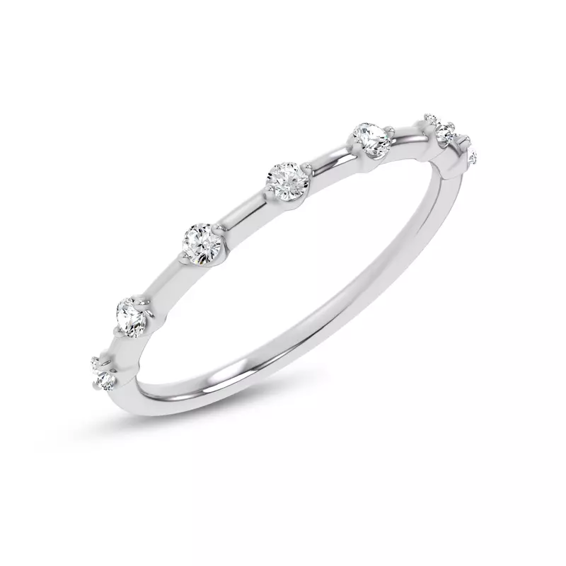 14K White Gold Starlight Spaced Round Diamond Band