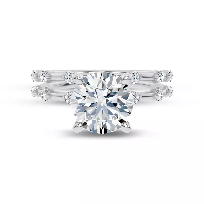 14K White Gold Starlight Spaced Round Diamond Band