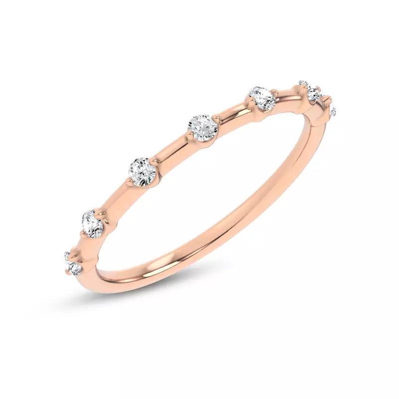 18K Rose Gold Starlight Spaced Round Diamond Band