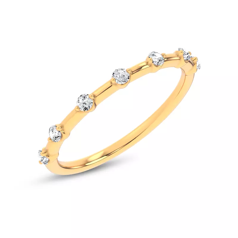 18K Yellow Gold Starlight Spaced Round Diamond Band