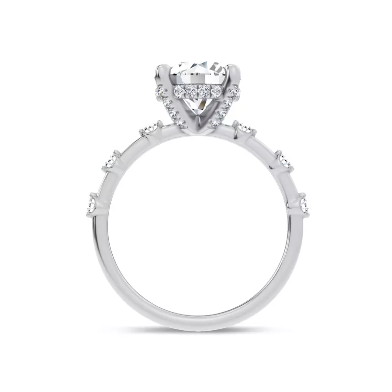 14K White Gold Starlight Diamond Prong Engagement Ring
