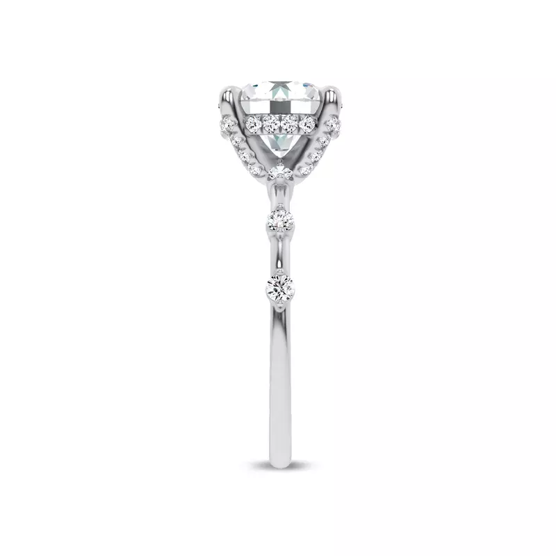 14K White Gold Starlight Diamond Prong Engagement Ring